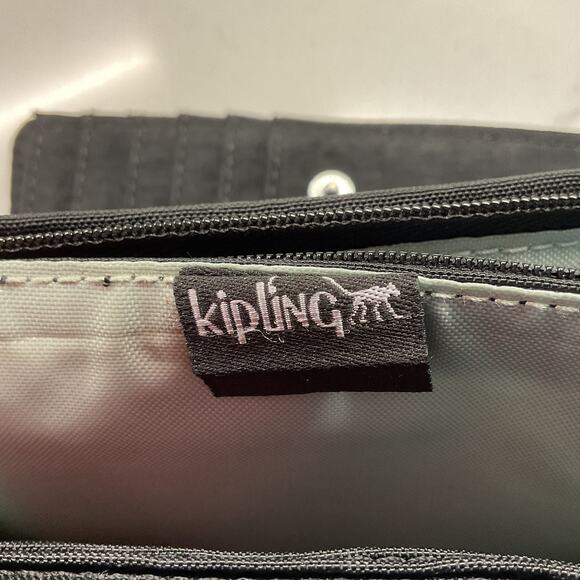 Kipling Womens Trifold Compact Wallet Black Snap Button Closure - Picture 12 of 12